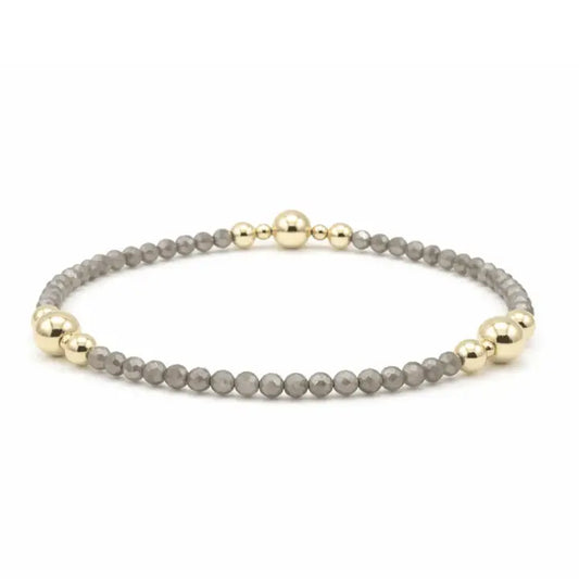 Nantucket Shimmer Gray Beaded Bracelet with 14k Gold Filled - 6.5"