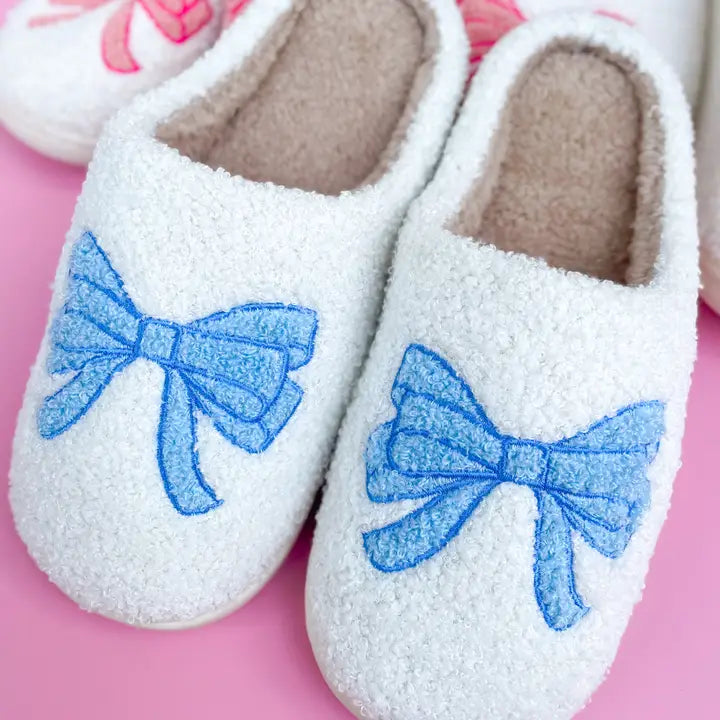 Blue Bow Slippers