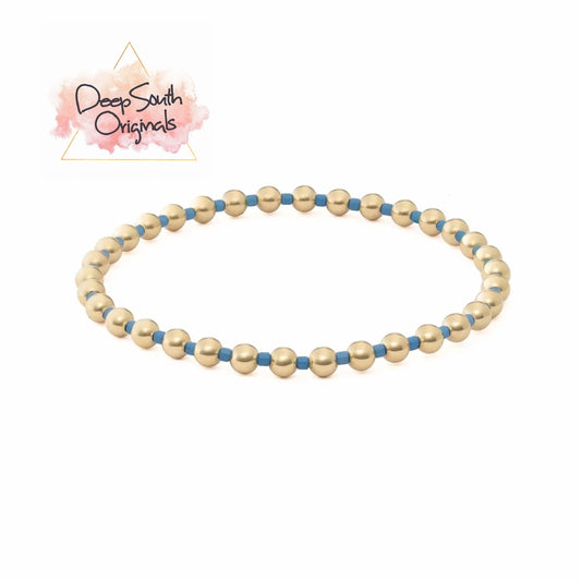 Chloe 18K Gold Beaded Blue Bracelet