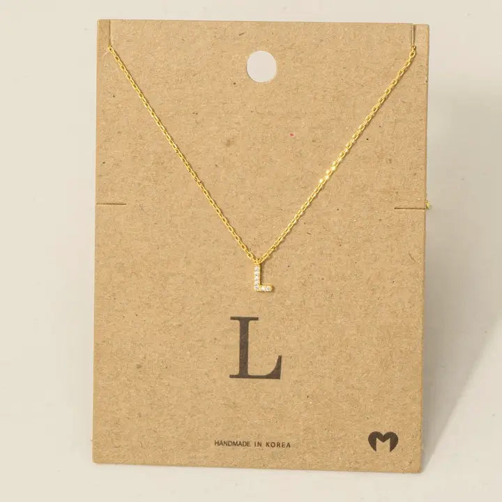 Mini Rhinestone Initial Necklace