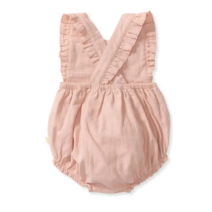 Check Gauze Pink Girl Romper