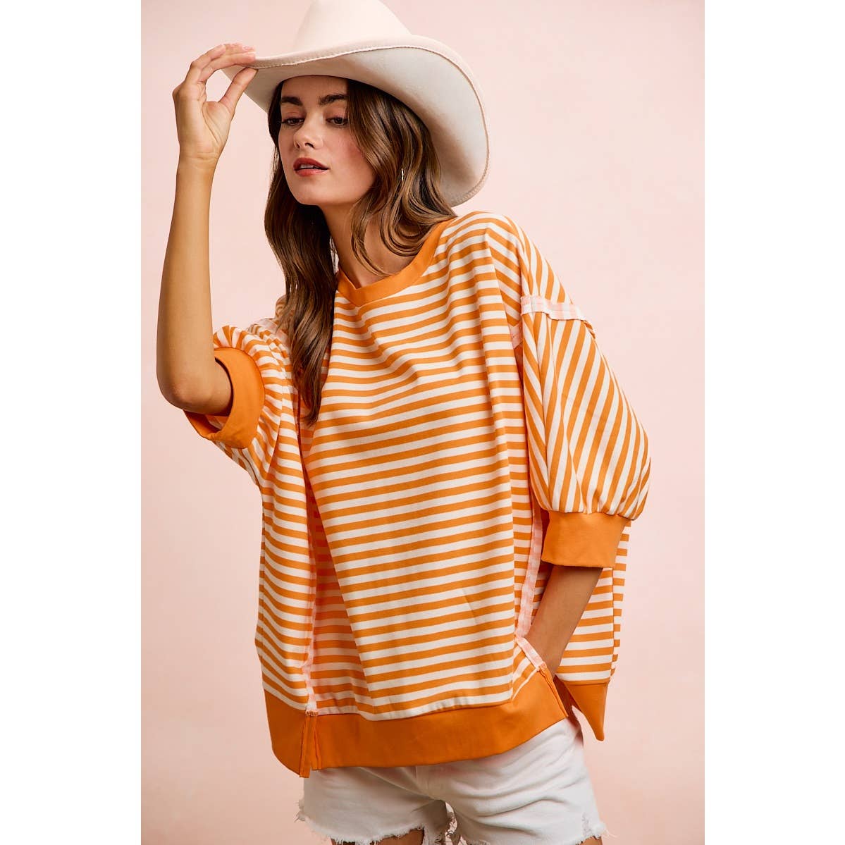 Orange and White Striped Top