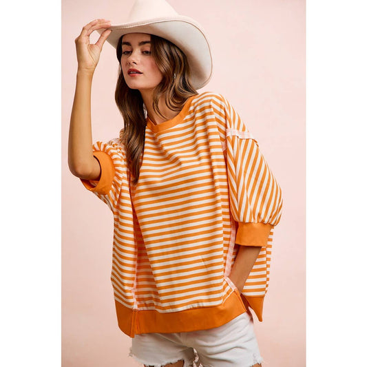 Orange and White Striped Top