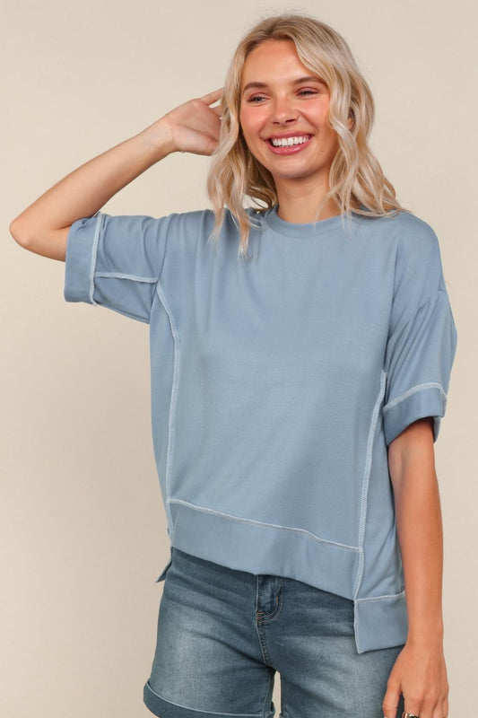 Plus Chambray Oversized Top