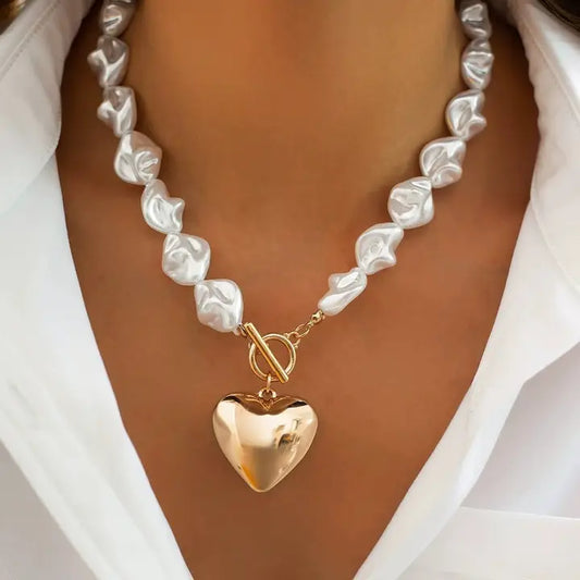 Pearl Beaded Heart Charm