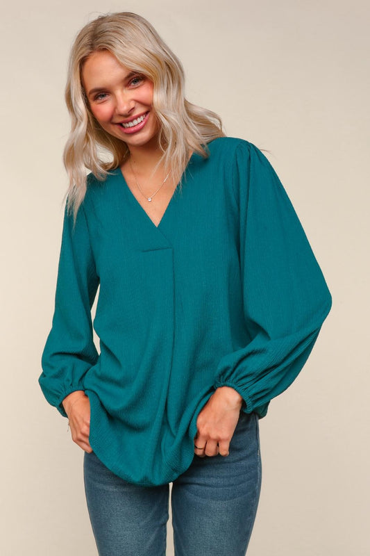 Plus Teal V Neck Top