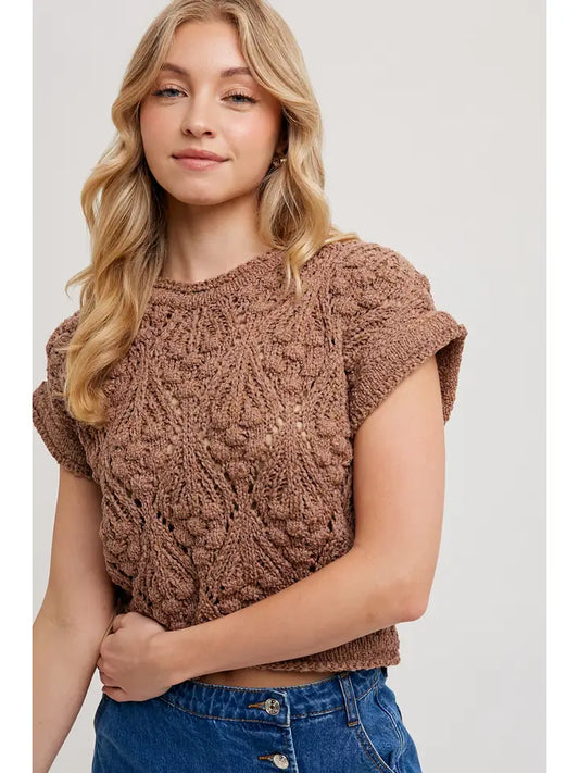 Mocha Knit Short Sleeve Top