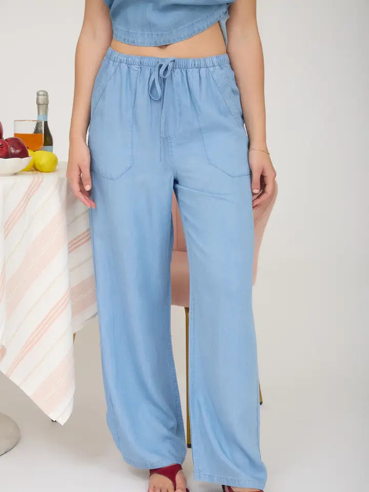 Chambray Drawstring Pants