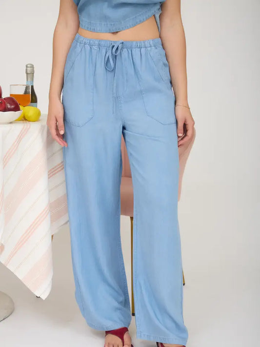 Chambray Drawstring Pants