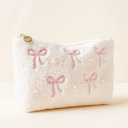Pink and Pearl Bow Cosmetic Bag