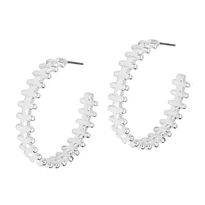 Silver Textured Hoop 1.5" Earring