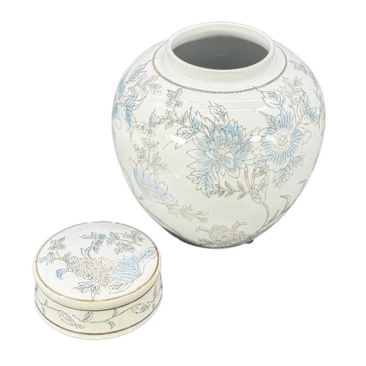 White & Blue Chinoiserie Ceramic Urn Style