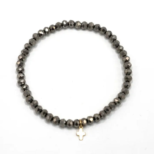 Luxe Cross Bracelet in Metallic Gray