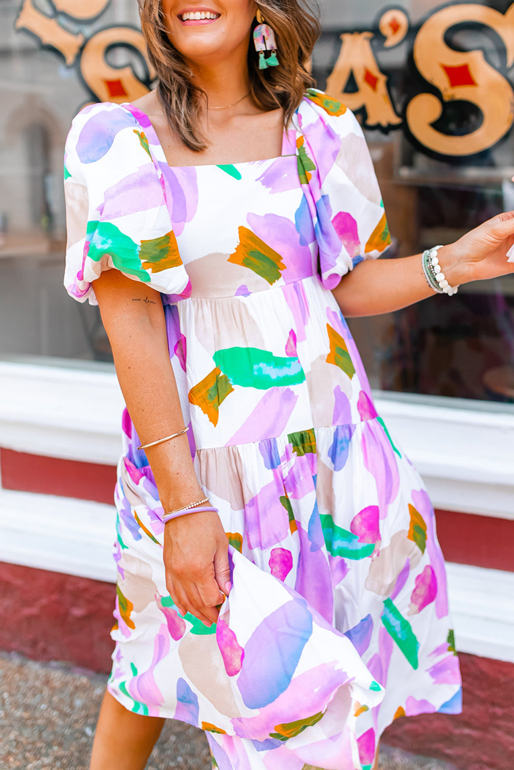 Multicolor Abstract Midi Dress