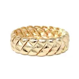 Gold Diamond Cut Linked Stretch Braclet