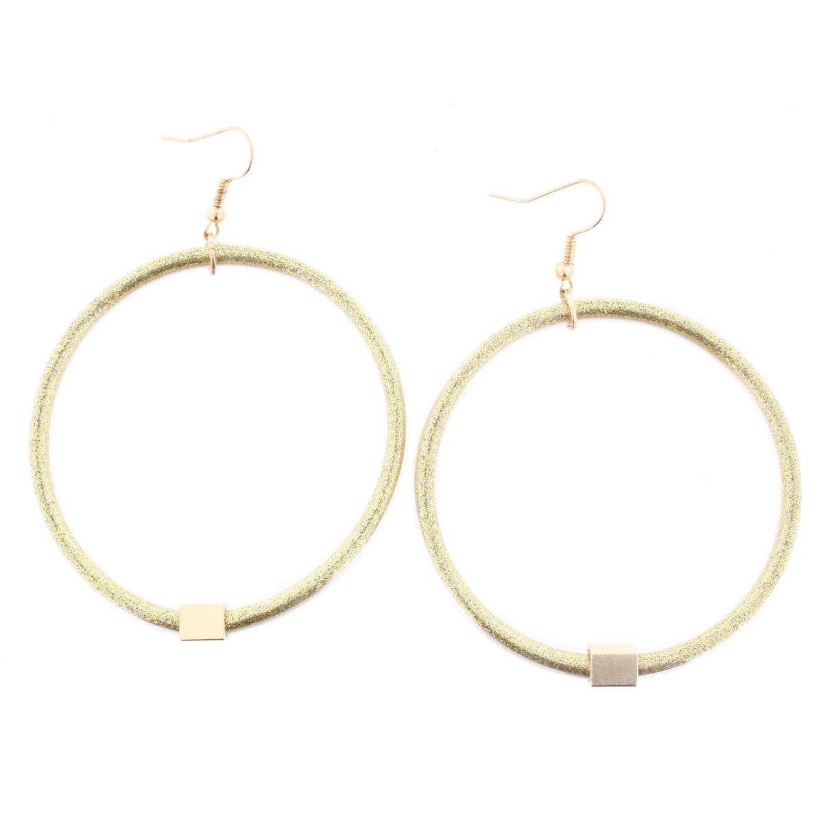 Gold Glitter with Gold Station Hoop Earring