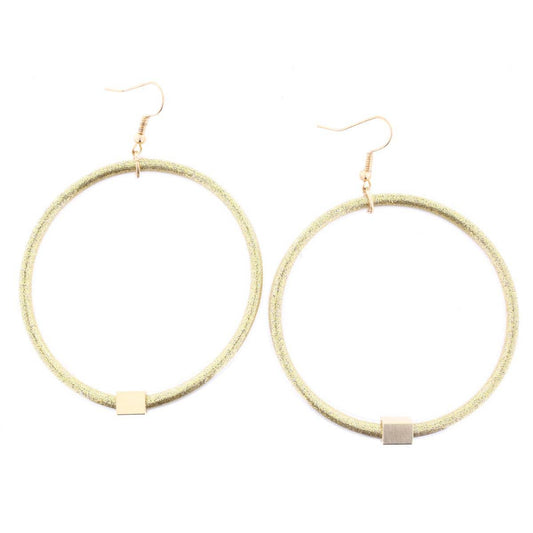 Gold Glitter with Gold Station Hoop Earring