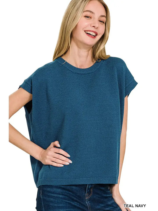 Teal Navy Viscose Sweater Vest