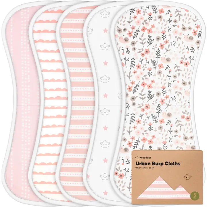 5-Pack Urban Burp Cloths - Sweet Charm