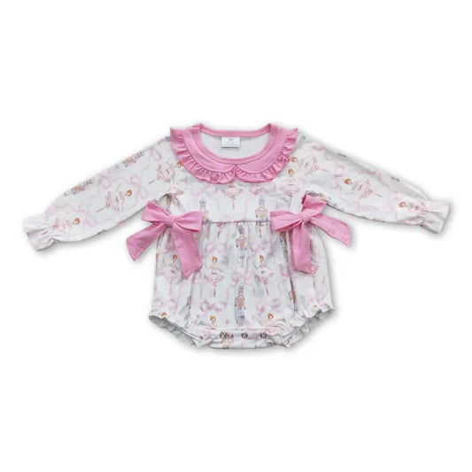 Pink Ballet Long Sleeves Baby Girl Christmas Romper