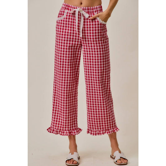 Red and White Gingham Pants