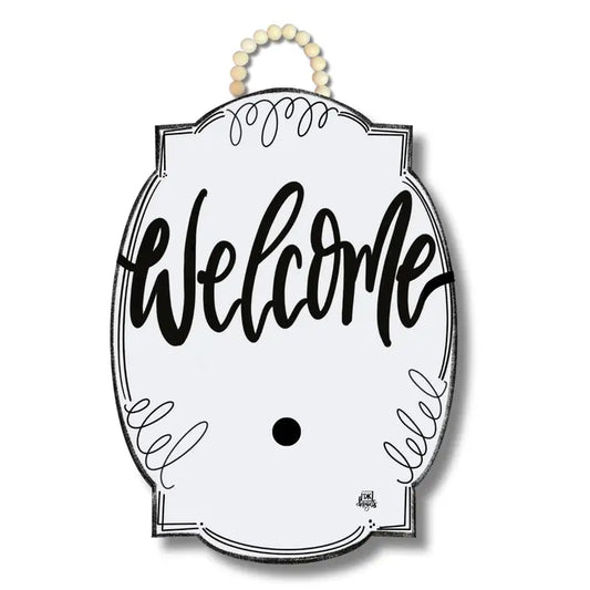 White Bloom Welcome Doorhanger