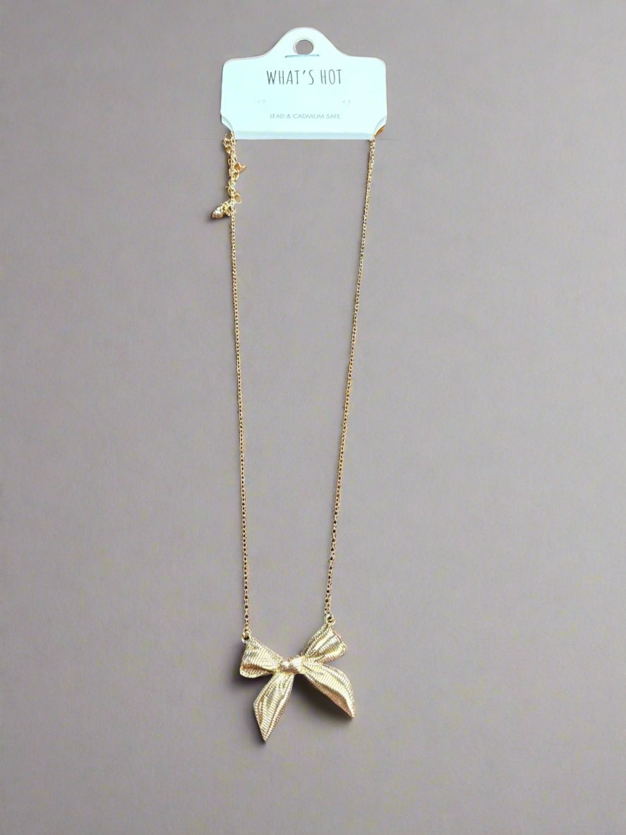 Gold Bow Necklace
