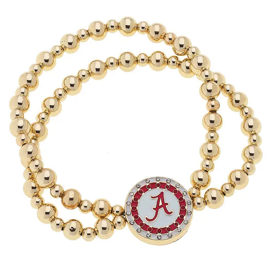 Alabama Crimson Tide Pave Disc Bead Bracelet
