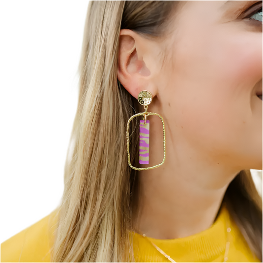 Yellow and Purple Stripe Earring