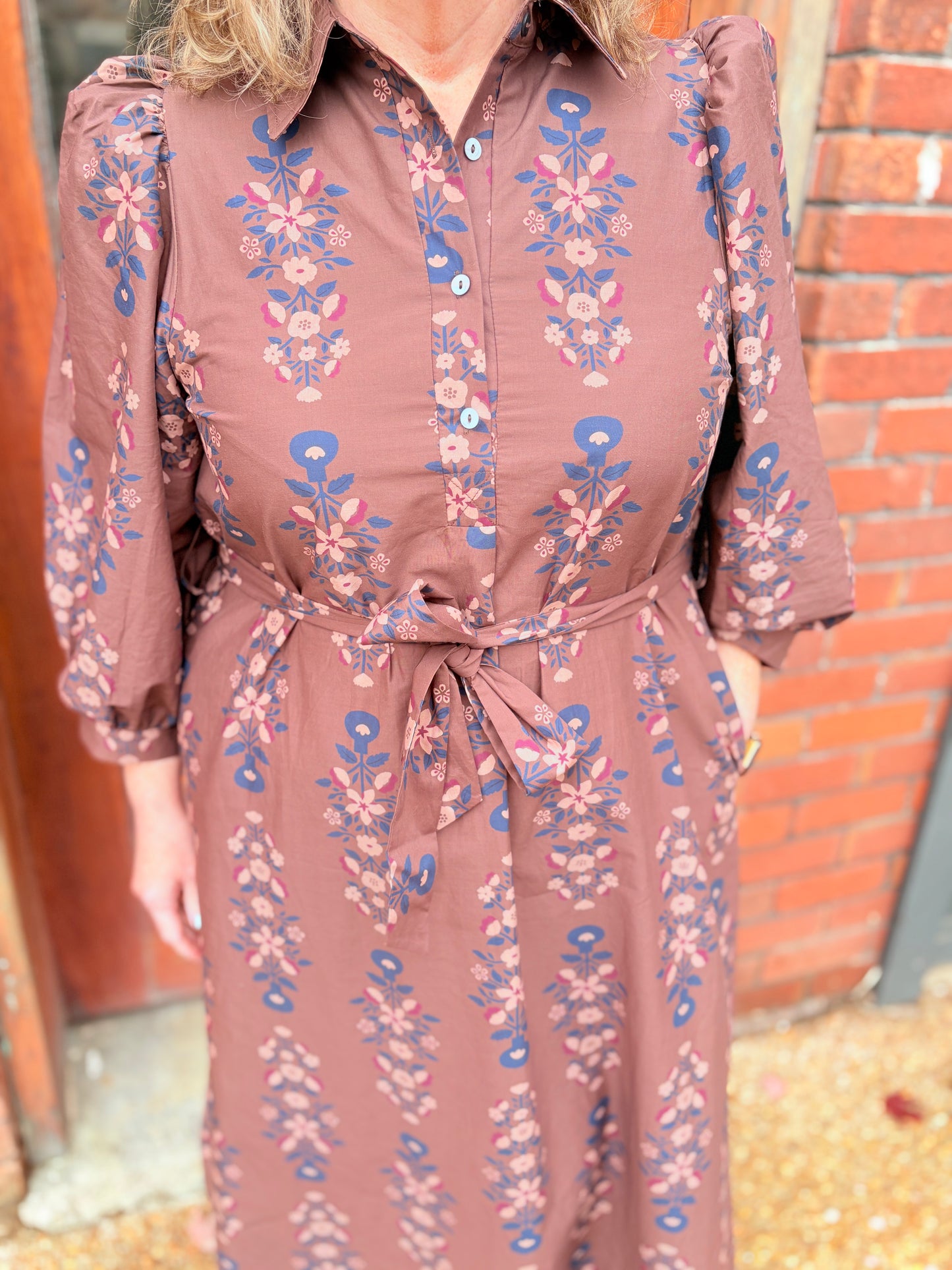 Brown Flower Long Dress