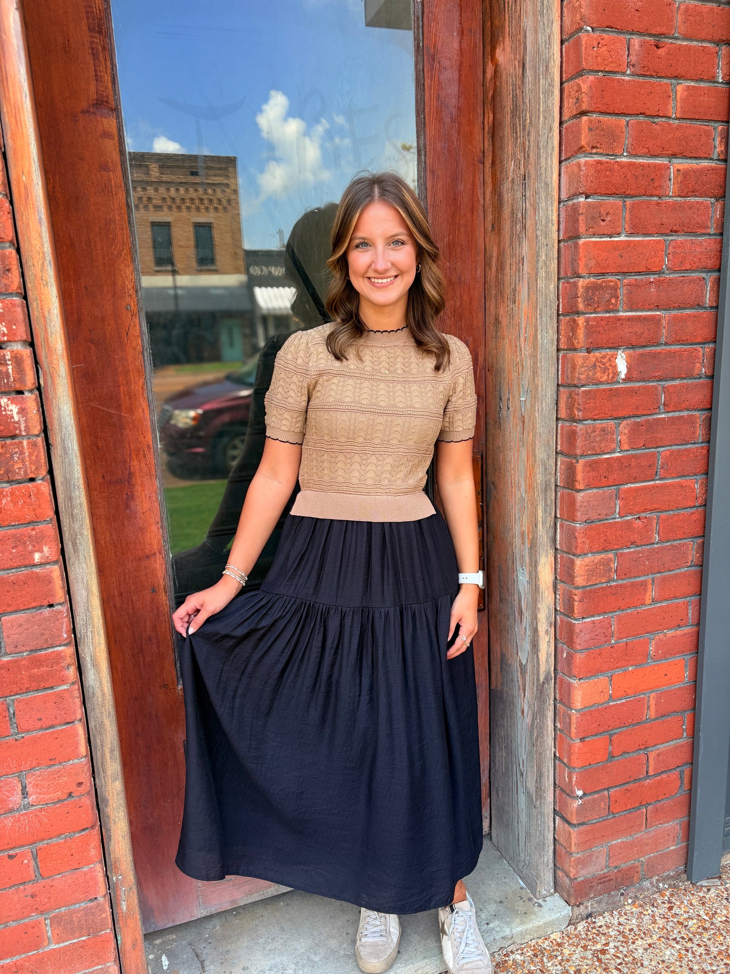 Khaki and Black Dress