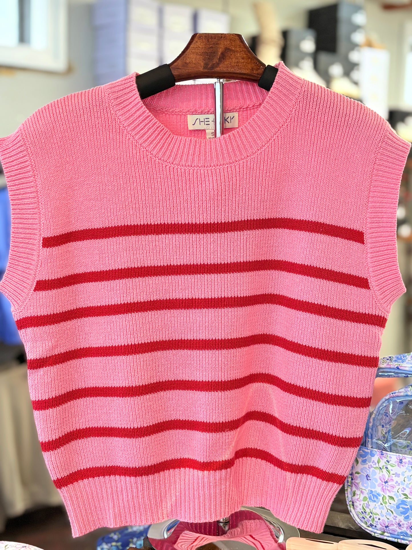 Pink and Red Striped Sweater