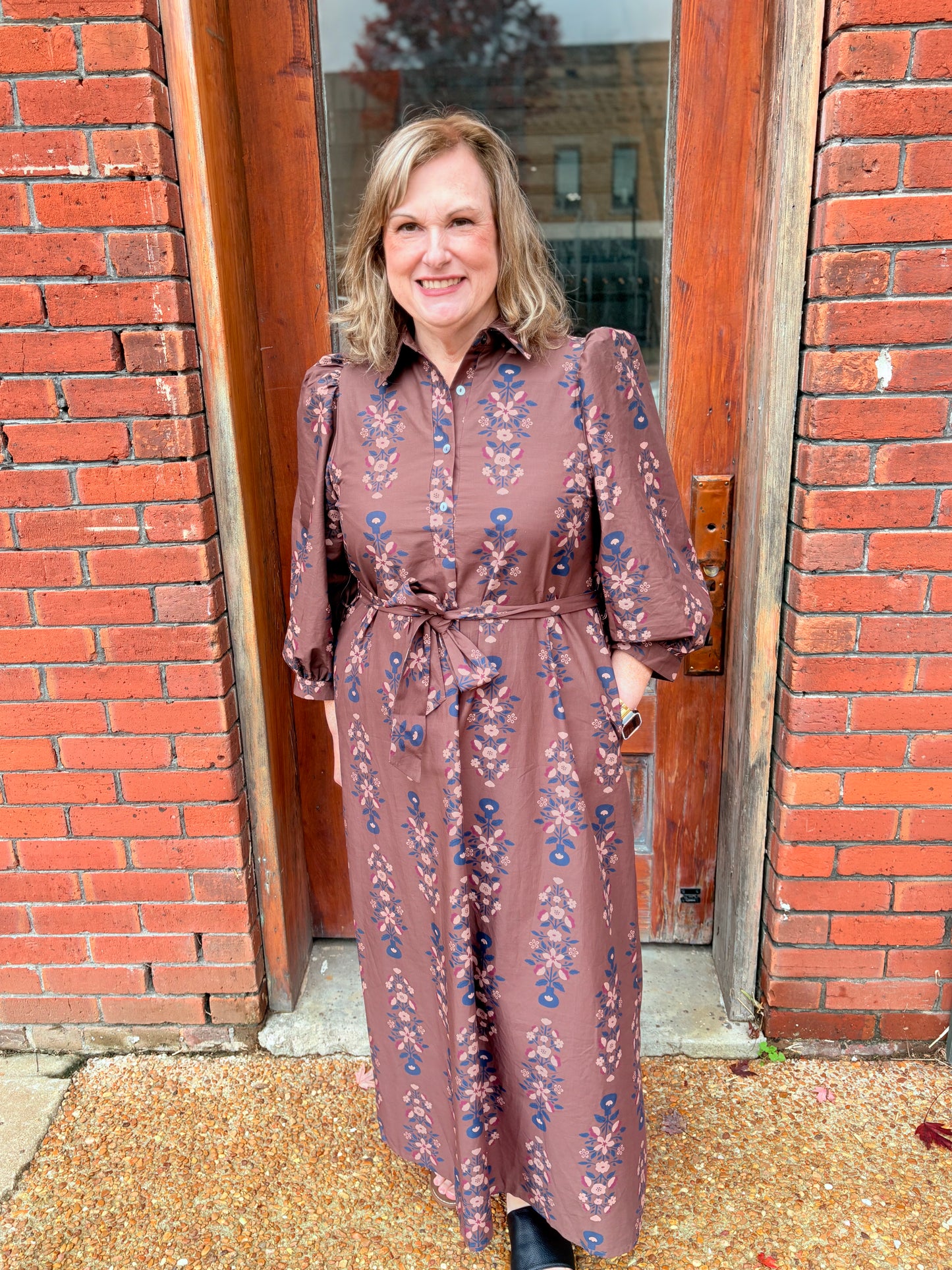 Brown Flower Long Dress