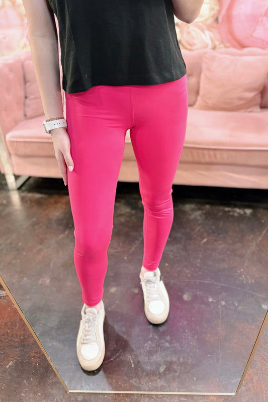 Hot Pink Crossover Wasit Leggings