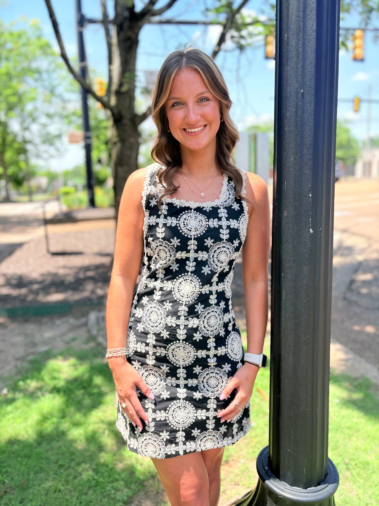 Black and Cream Lace Dress