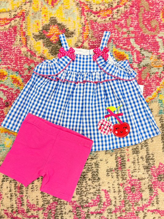 Blue and Pink Gingham Cherries