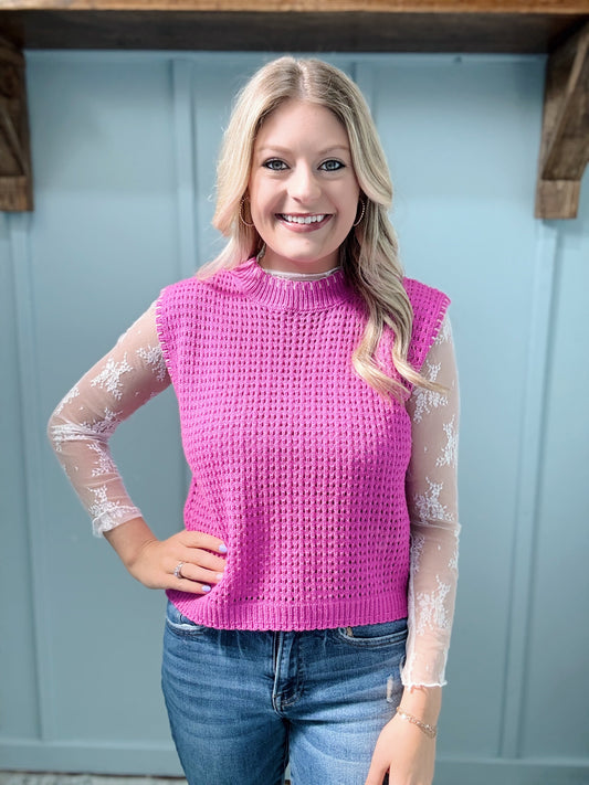 Hot Pink Crochet Sweater