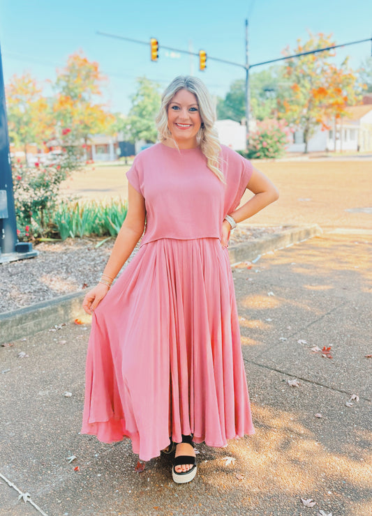 Light Rose Two-Piece Skirt Set