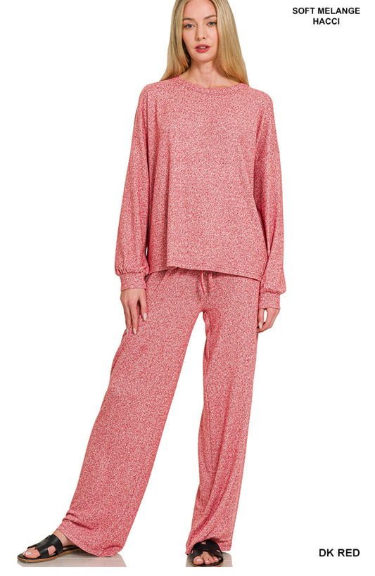 Dark Red Long Sleeve Set