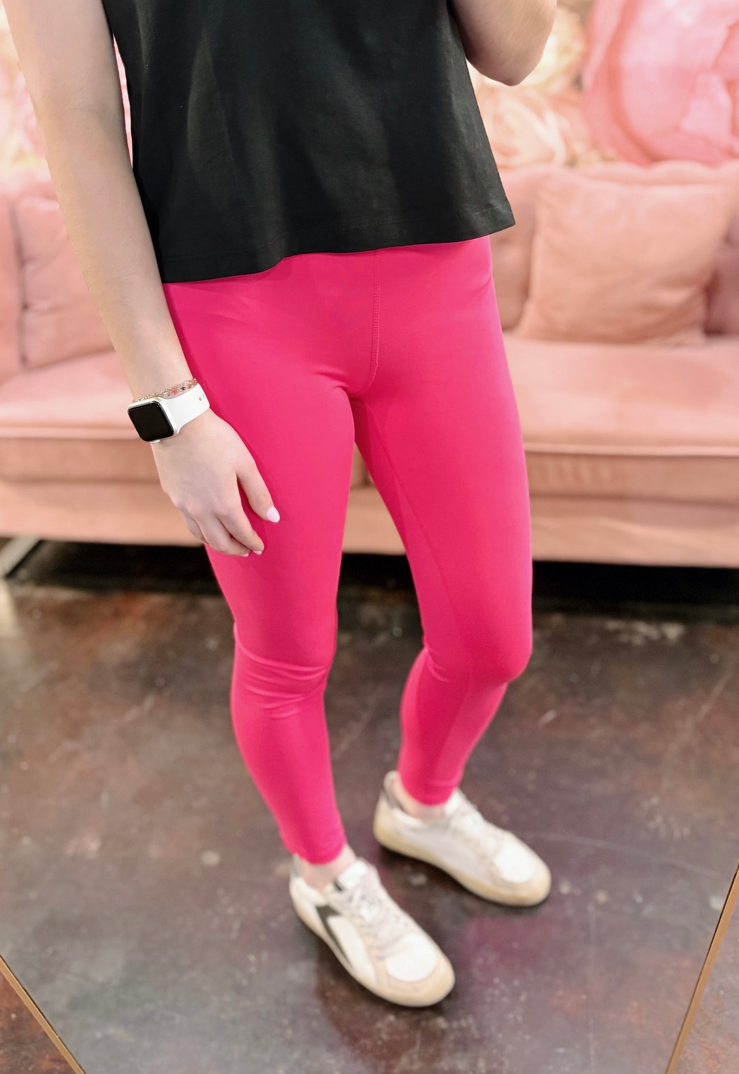 Hot Pink Crossover Wasit Leggings