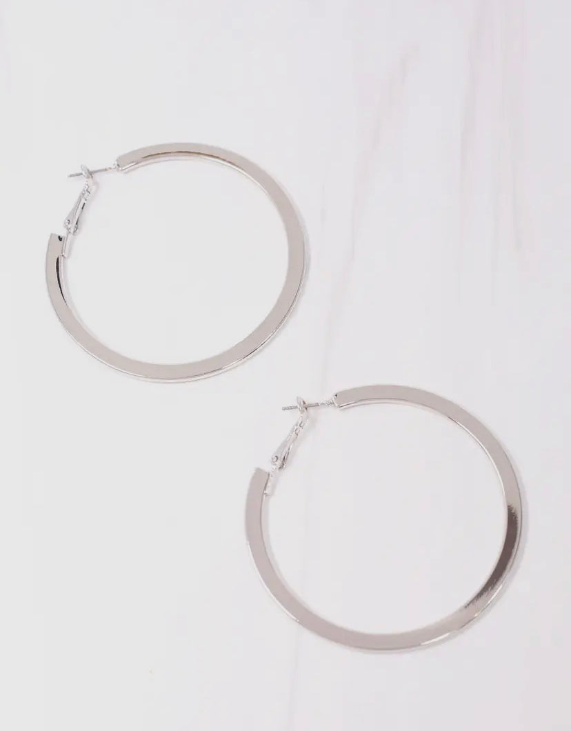 Caroline Hill Silver Flat Hoop Earring