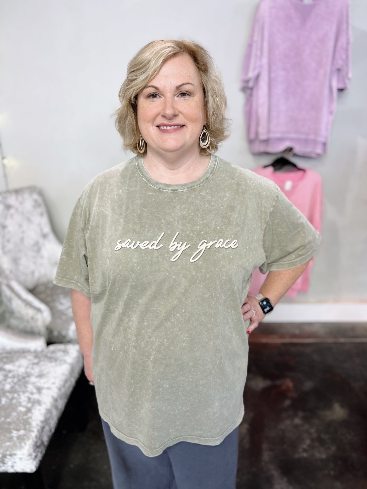 Plus Saved By Grace Tee