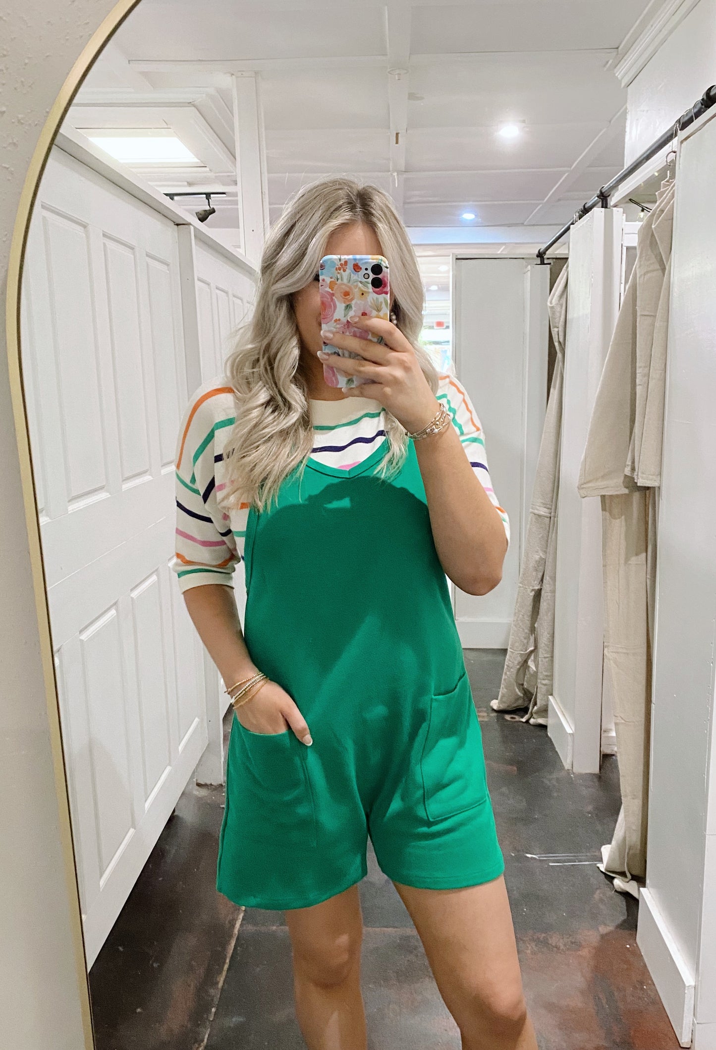 Kelly Green Pocketed Romper