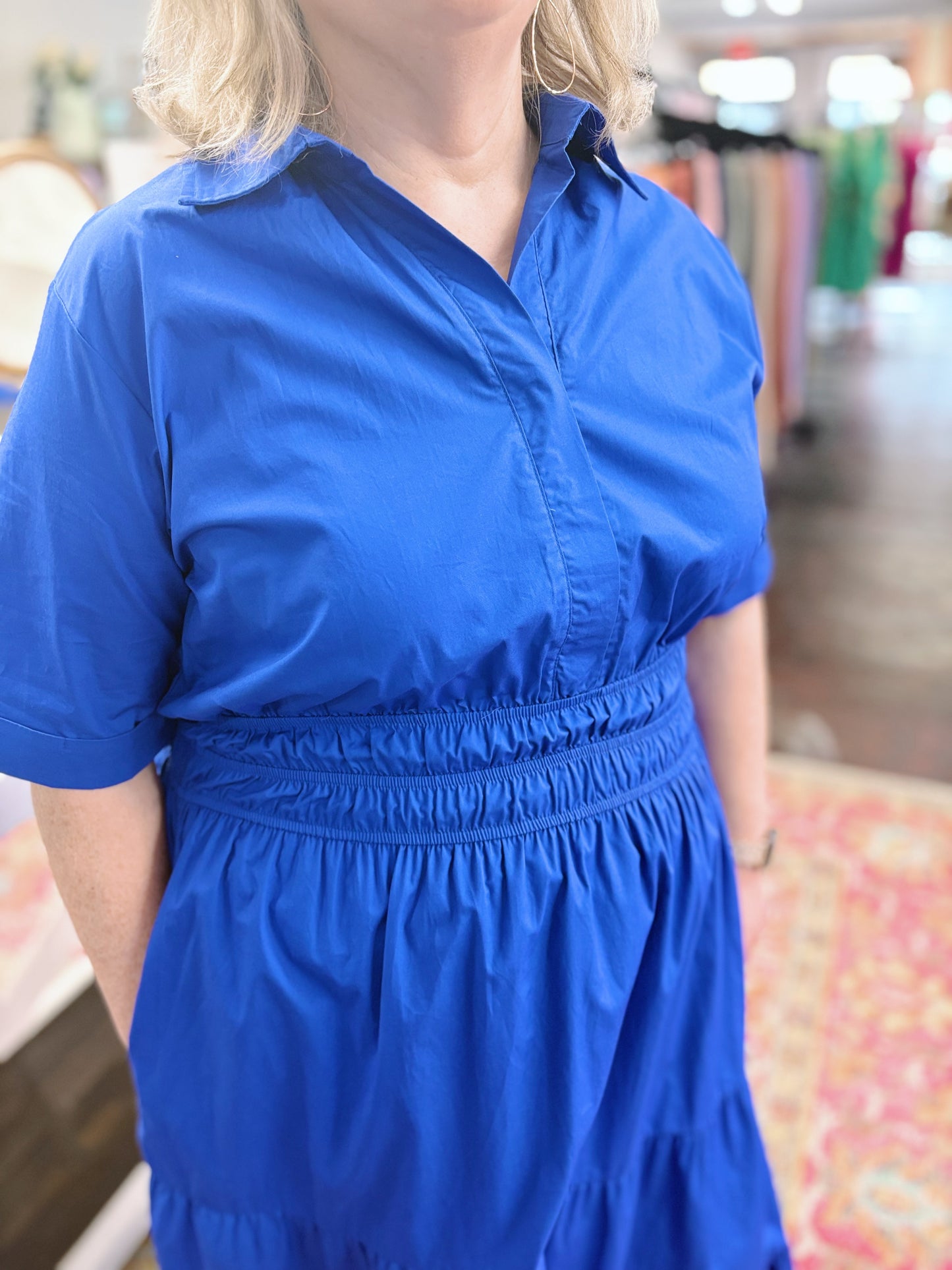 Plus Royal Blue Collared Maxi Dress