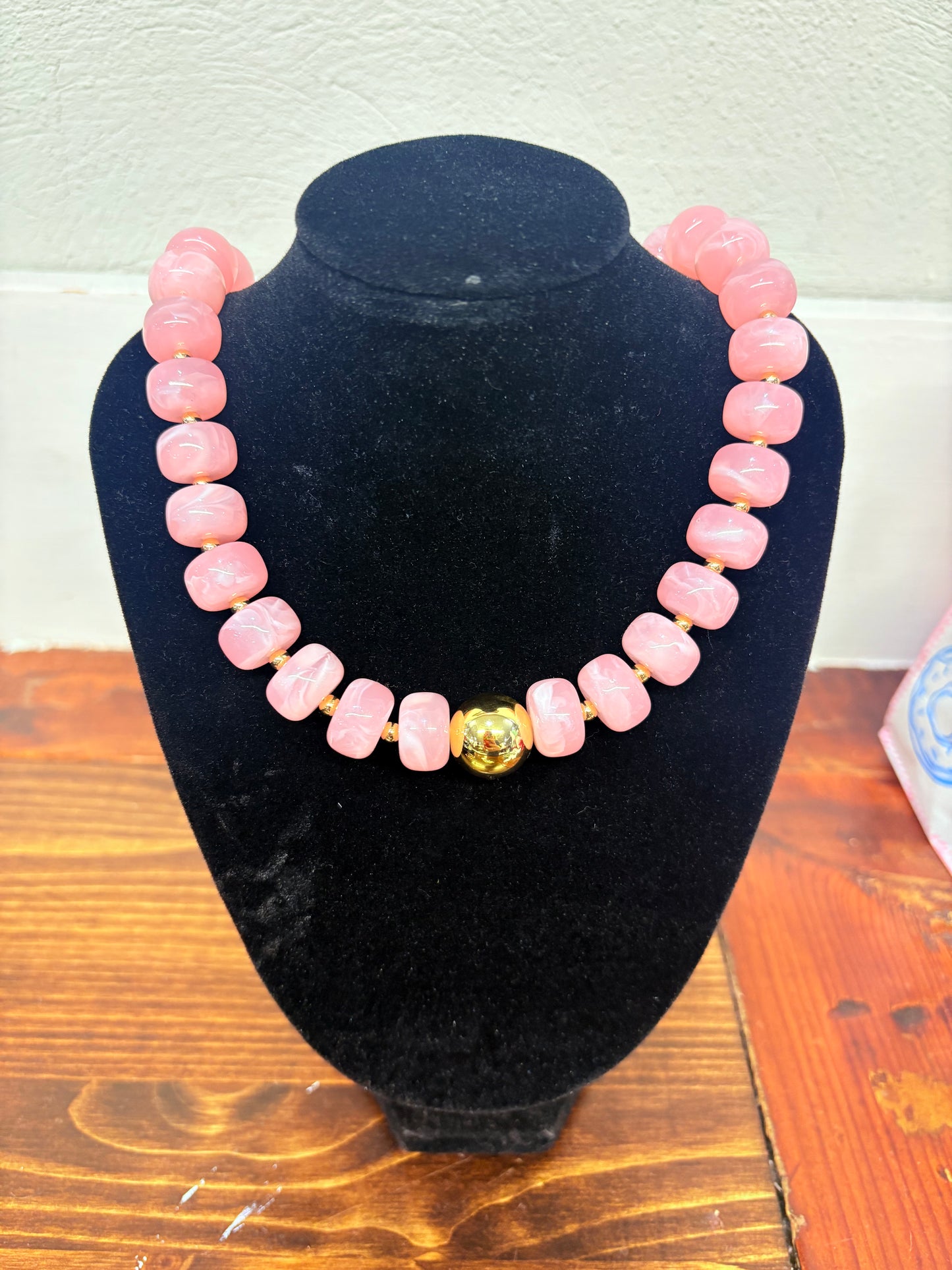 Pink & Gold Beaded Necklace