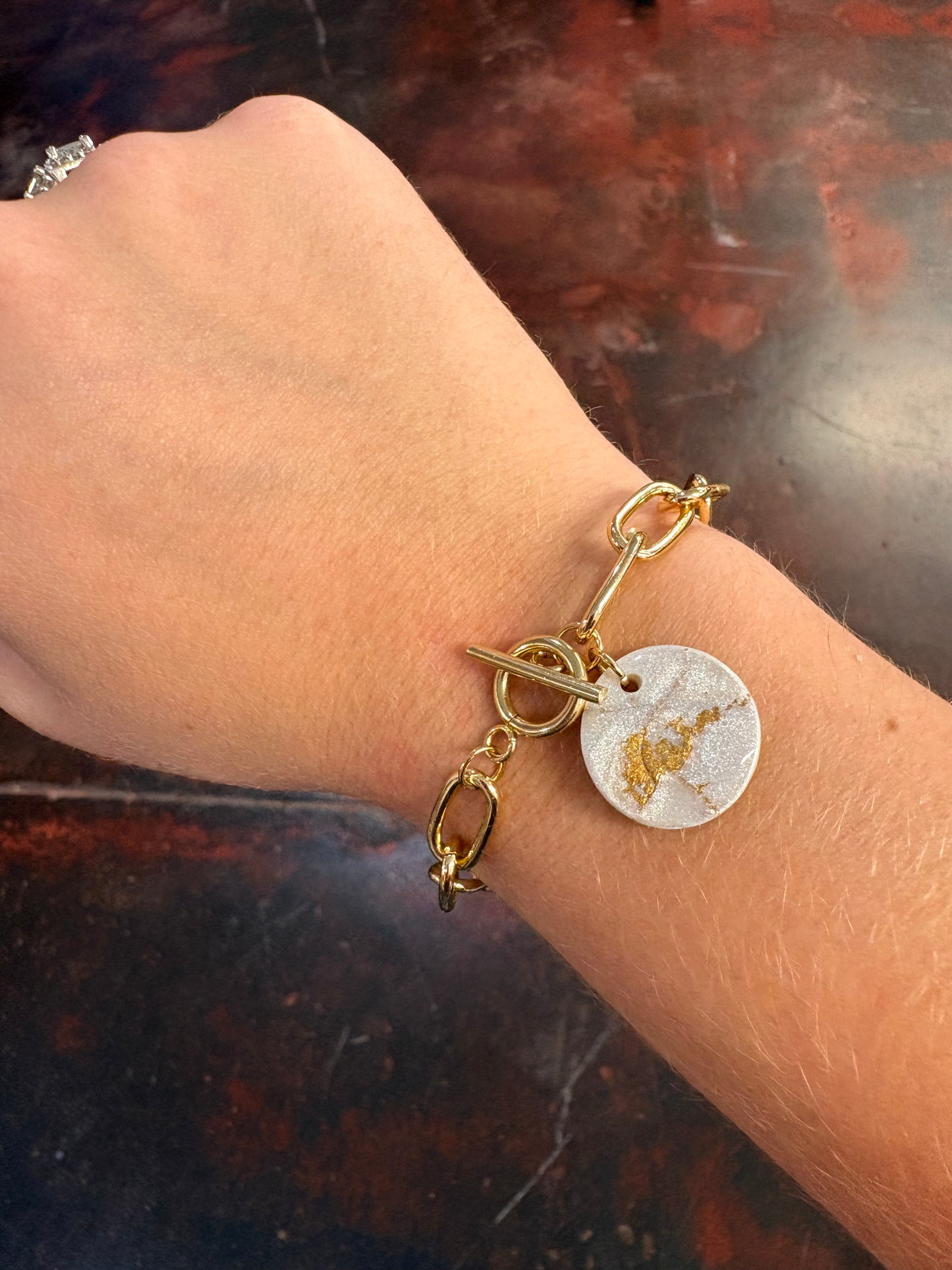 Golden Marble Charm Bracelet