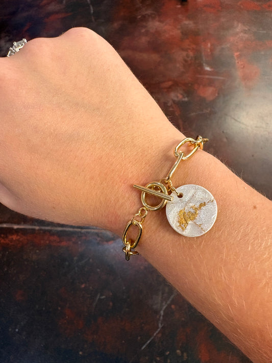 Golden Marble Charm Bracelet