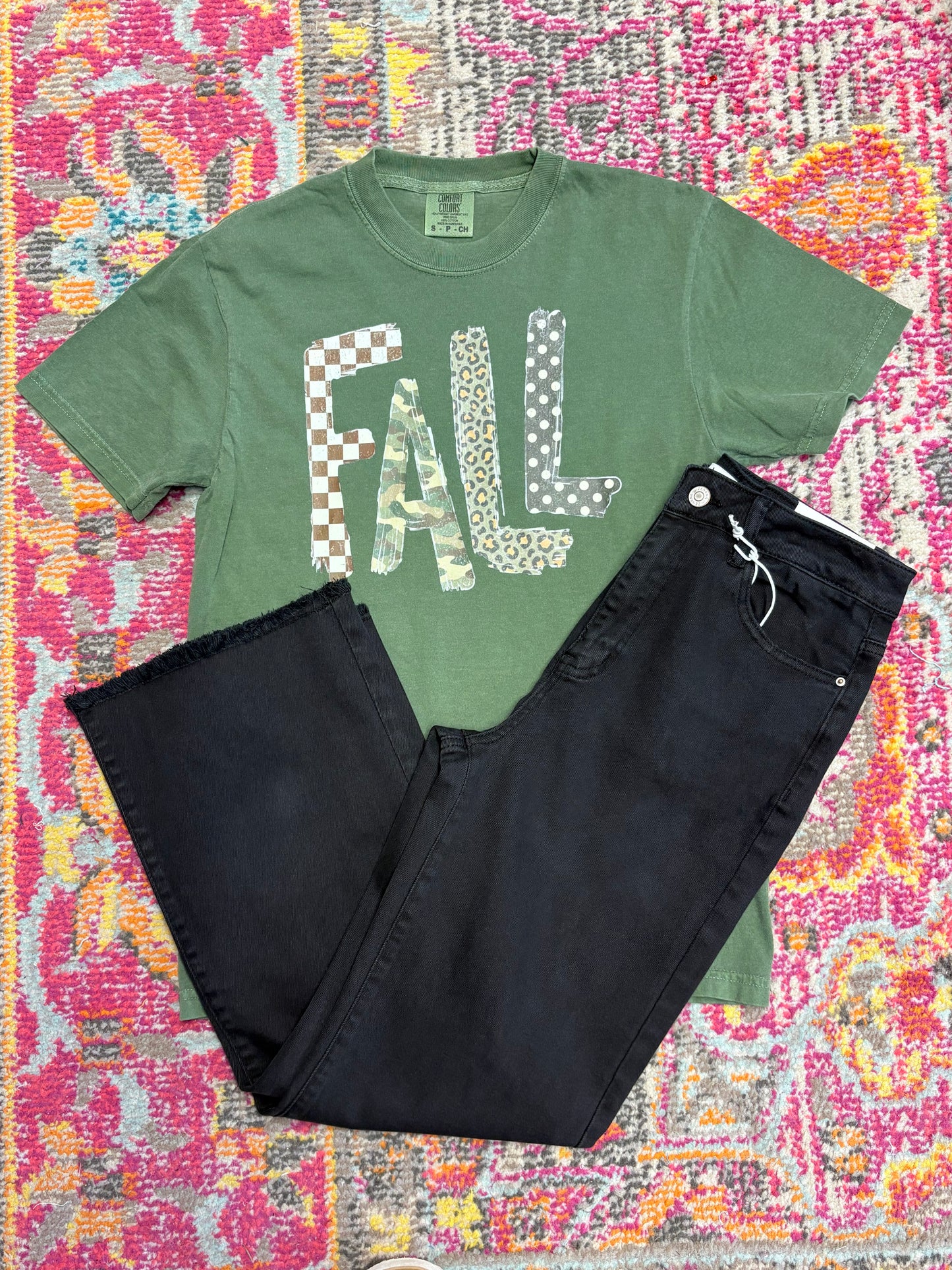 Green Fall Plaid Tee