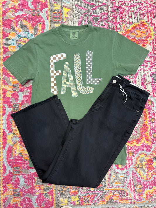 Green Fall Plaid Tee
