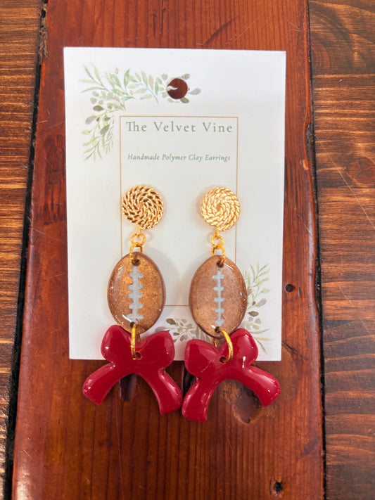 Red Gameday Bow Earrings